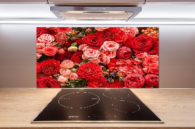 Kitchen splashback Red flowers