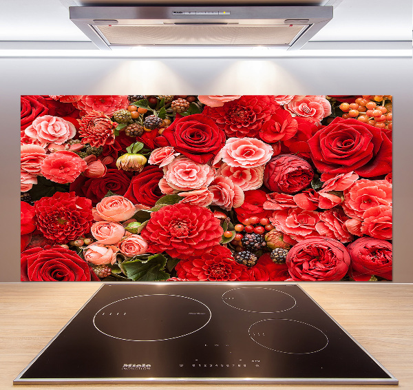 Kitchen splashback Red flowers