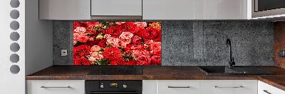 Kitchen splashback Red flowers