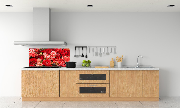 Kitchen splashback Red flowers