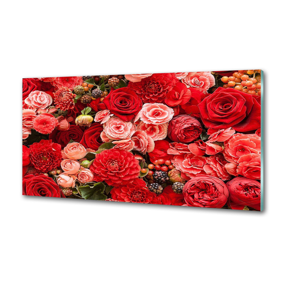 Kitchen splashback Red flowers