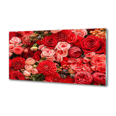 Kitchen splashback Red flowers