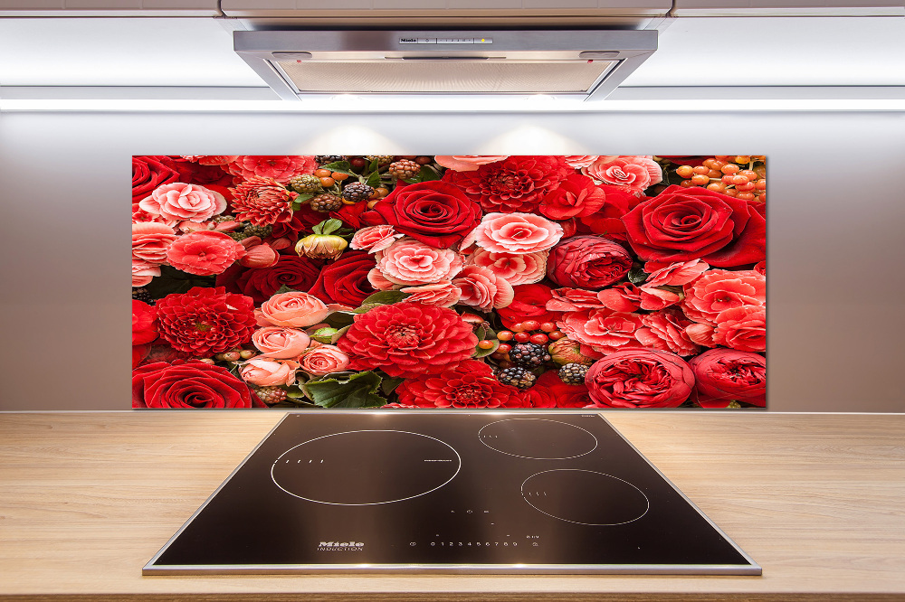 Kitchen splashback Red flowers