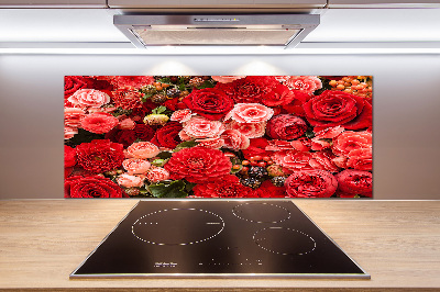 Kitchen splashback Red flowers