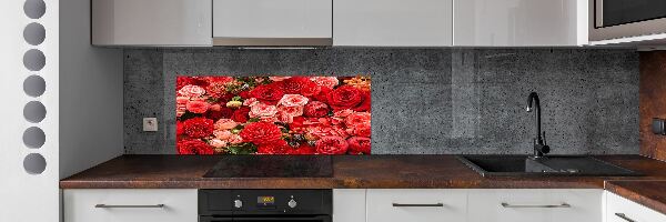 Kitchen splashback Red flowers