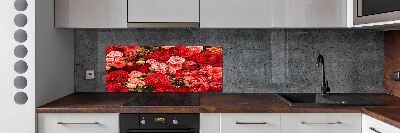 Kitchen splashback Red flowers