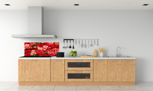 Kitchen splashback Red flowers