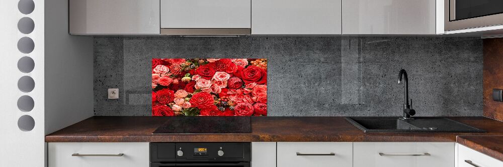 Kitchen splashback Red flowers