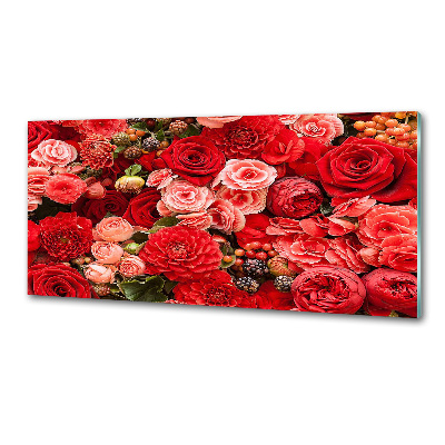 Kitchen splashback Red flowers