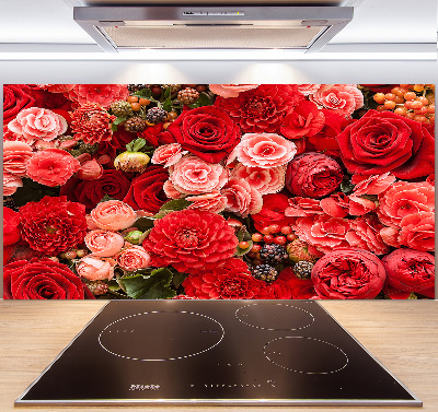 Kitchen splashback Red flowers