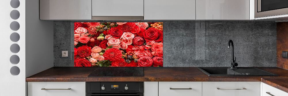 Kitchen splashback Red flowers