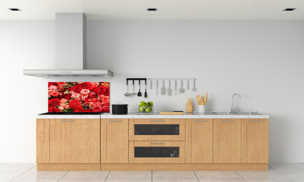 Kitchen splashback Red flowers