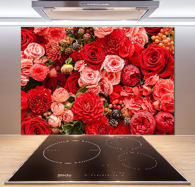 Kitchen splashback Red flowers