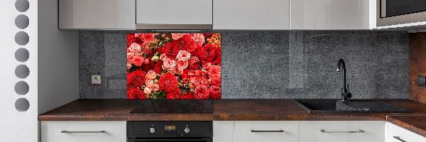 Kitchen splashback Red flowers