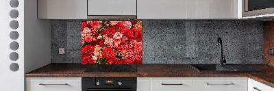 Kitchen splashback Red flowers