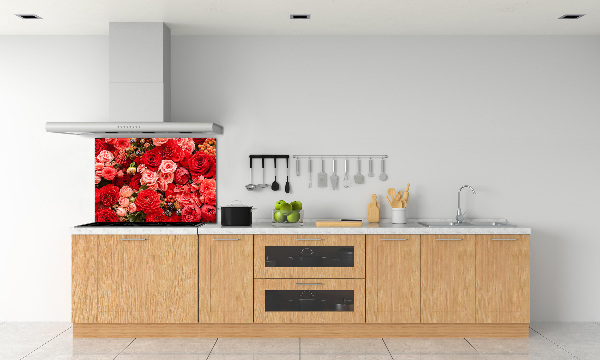 Kitchen splashback Red flowers