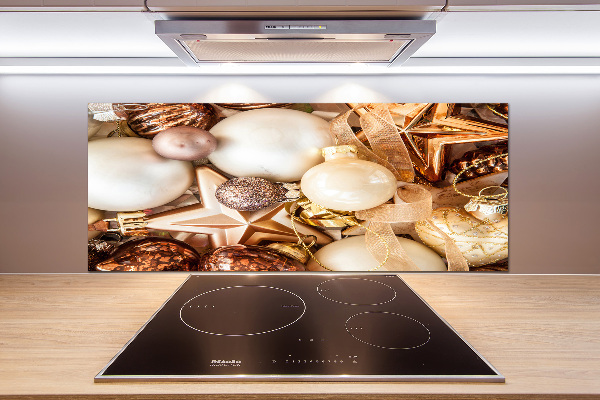 Kitchen splashback Christmas baubles