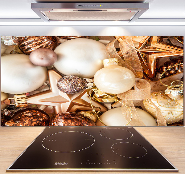 Kitchen splashback Christmas baubles