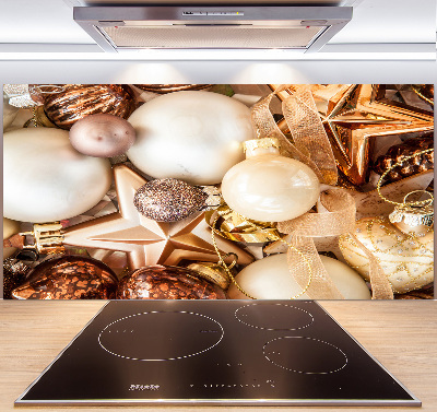 Kitchen splashback Christmas baubles