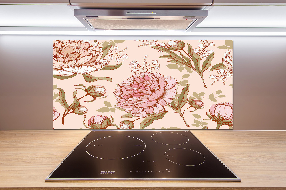 Cooker splashback Peonies