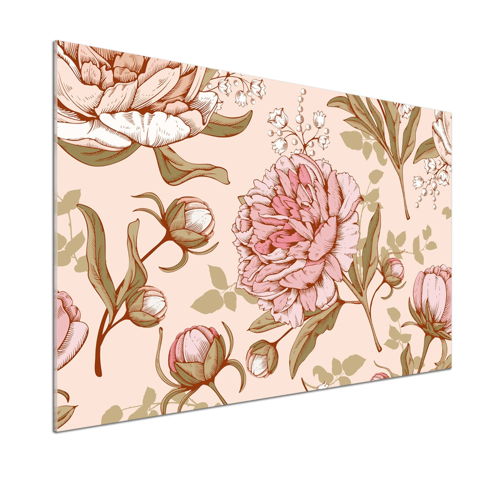 Cooker splashback Peonies