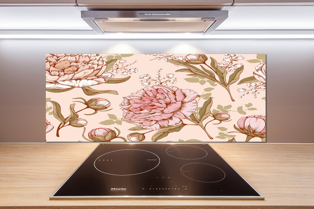 Cooker splashback Peonies