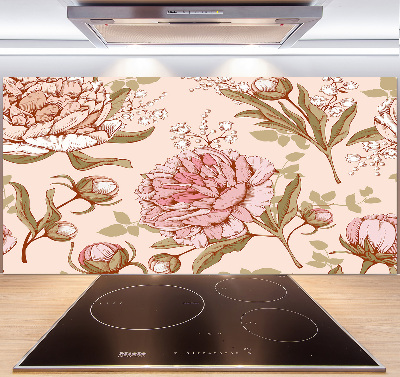 Cooker splashback Peonies