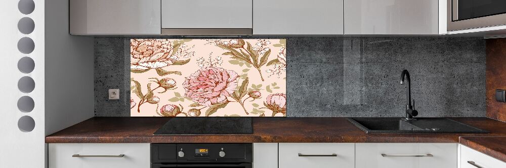 Cooker splashback Peonies