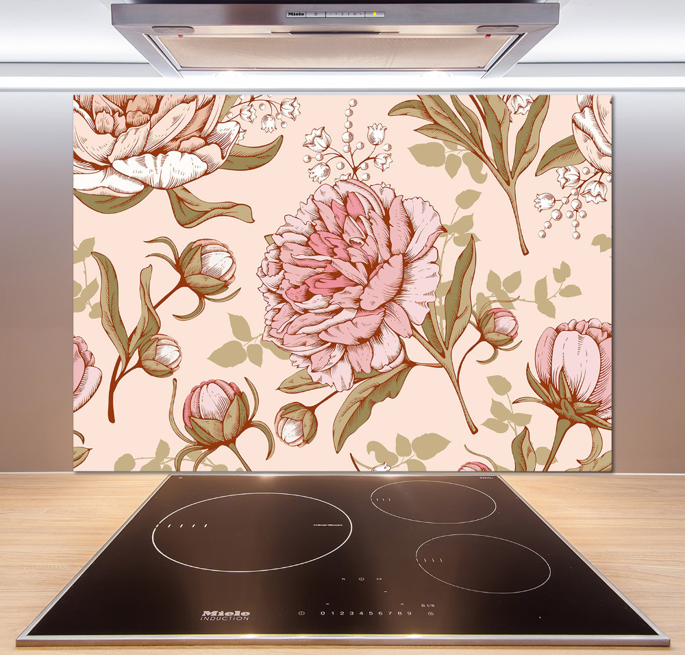 Cooker splashback Peonies