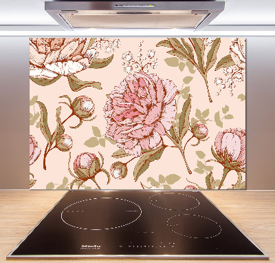 Cooker splashback Peonies