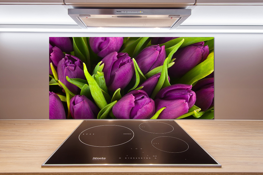 Hob splashback Violet tulips