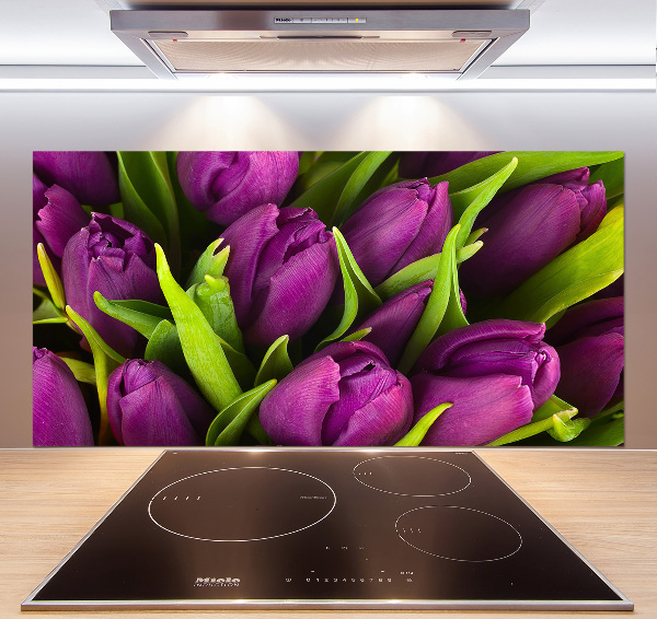 Hob splashback Violet tulips