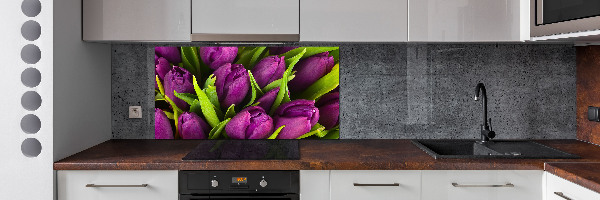 Hob splashback Violet tulips