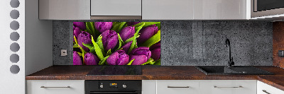 Hob splashback Violet tulips