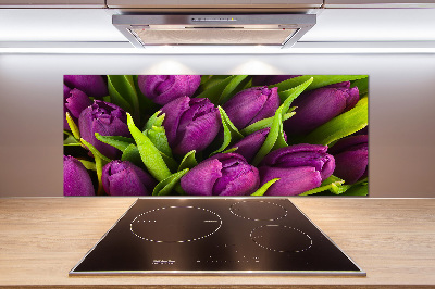 Hob splashback Violet tulips