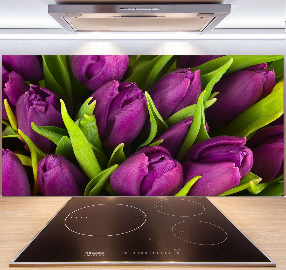 Hob splashback Violet tulips