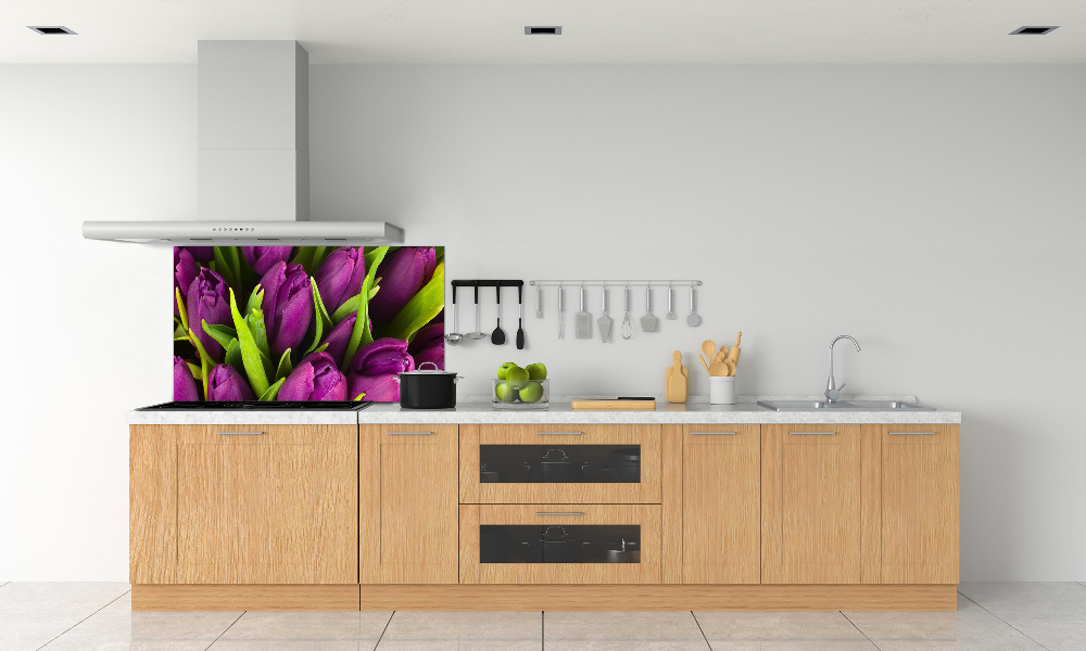 Hob splashback Violet tulips