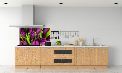 Hob splashback Violet tulips