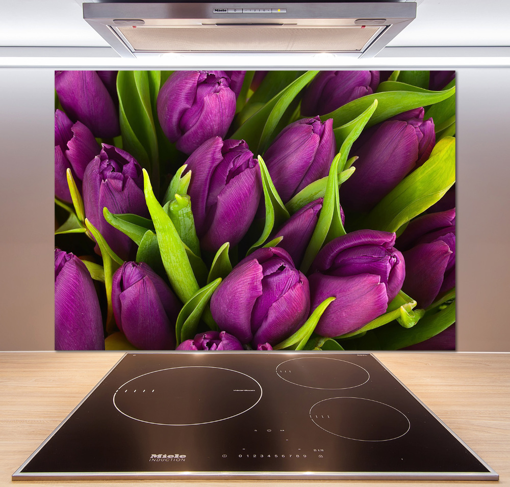 Hob splashback Violet tulips