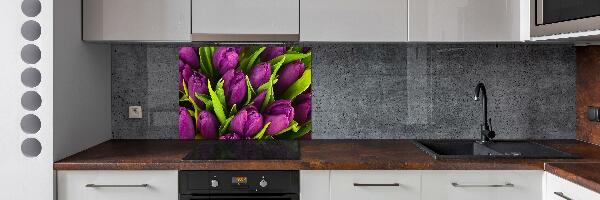 Hob splashback Violet tulips