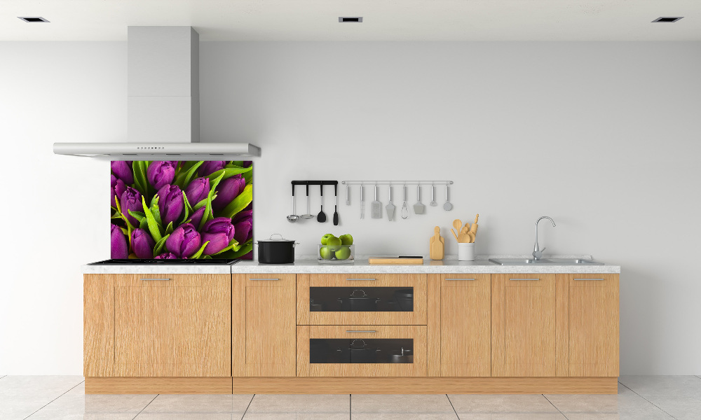 Hob splashback Violet tulips