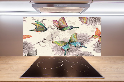 Kitchen splashback Butterflies and flowers