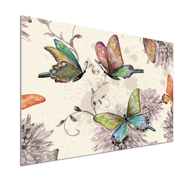 Kitchen splashback Butterflies and flowers