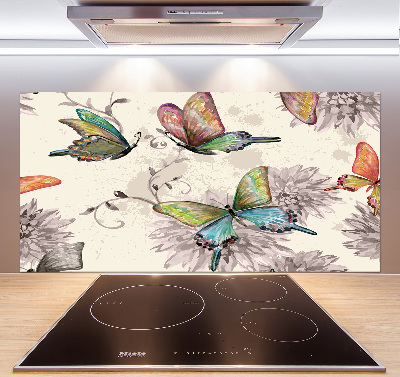 Kitchen splashback Butterflies and flowers