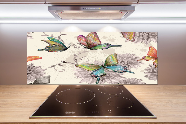 Kitchen splashback Butterflies and flowers