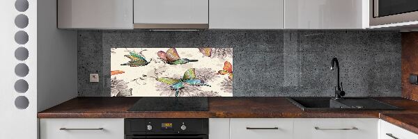 Kitchen splashback Butterflies and flowers