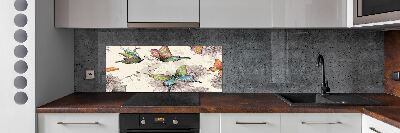 Kitchen splashback Butterflies and flowers