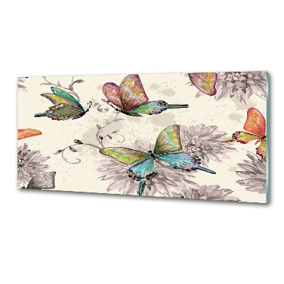 Kitchen splashback Butterflies and flowers