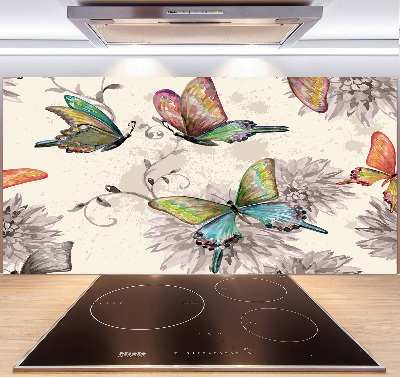 Kitchen splashback Butterflies and flowers