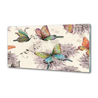 Kitchen splashback Butterflies and flowers